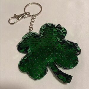 Green Sequin Shamrock Purse Charm
